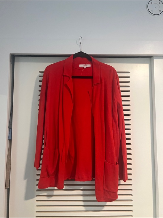 LOFT Sweaters - LOFT Red Open-Front Cardigan